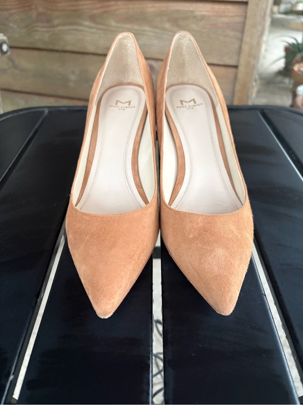 Marc Fisher Suede Pointed-Toe Pumps in Tan Suede - Picture 1 of 3